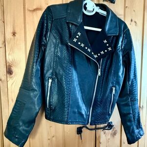 Disney Girl size 7 Black Studded Faux Leather Jacket